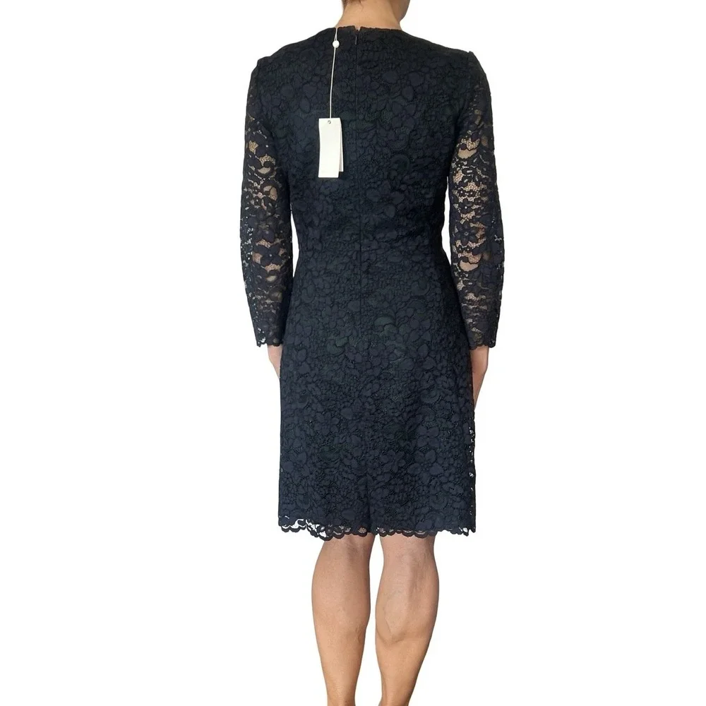 TORY BURCH Dress Blue Lace Green lined floral lace sheath cocktail mini 4 NWT